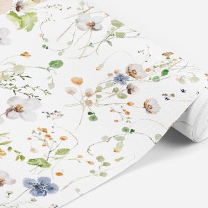 Wildflower Garden Wallpaper, Peel and Stick Removable, Pre-pasted or Unpasted Traditional, Pressed Flowers, Earthy Colors, Gift for Home