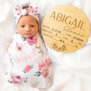 Swaddle Blanket Headband Hat Set Floral Pink Rose Personalized Baby Shower Gift Hospital Newborn Photos Prop Peyton Flower Large Coming Home