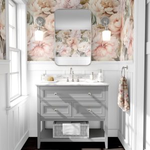 Vintage Peony Floral Wallpaper, Peonies Flower Garden, Peel and Stick Removable, Prepasted Traditional Nursery Mural Custom Dimensions