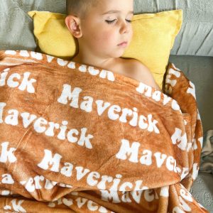 Copper Personalized Name Blanket, Plush Minky Peace Love Font, Groovy Hipster Hippy Custom Monogram, First Birthday Gift New Mom Baby Shower