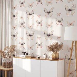 Butterfly Wallpaper, Earthy Colors, Peel and Stick Removable, Traditional or Pre-Pasted, Boho Style, Gift for New Home or Remodel