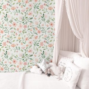 Ditsy Floral Wallpaper, Small Scale Peel and Stick Removable, Unpasted Prepasted Traditional Option, Baby Girl Nursery Mural