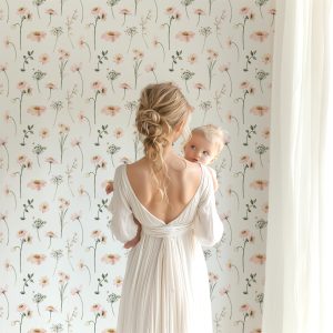 Pink Daisy Wallpaper, Peel Stick Removable, Prepasted Unpasted Traditional, Floral Bedroom Nursery, Little Girls Playroom Dainty Chic Boho