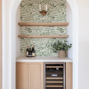 Green Leaves Botanical Pressed Wallpaper, Fern Greenery Plant Garden, Peel Stick Prepasted Traditional, Custom Dimensions Sage Botanical