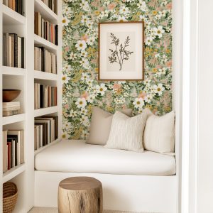 Sage Wildflower Wallpaper, Peel and Stick Removable, Unpasted Traditional Option, Meadow Flower Field, Girl Toddler Teenager, DIY Project