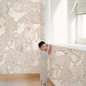 Beige Neutral Leopard Wallpaper, Camo Leopard Cheetah Animal Print, Large Scale Peel Stick Removable, Unpasted Traditional Option, Abstract