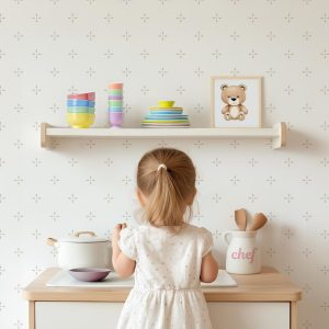 Simple Neutral Beige Wallpaper, Vintage Shabby Chic Flower Peel and Stick Removable, Unpasted Prepasted Traditional Option, Ditsy Romantic