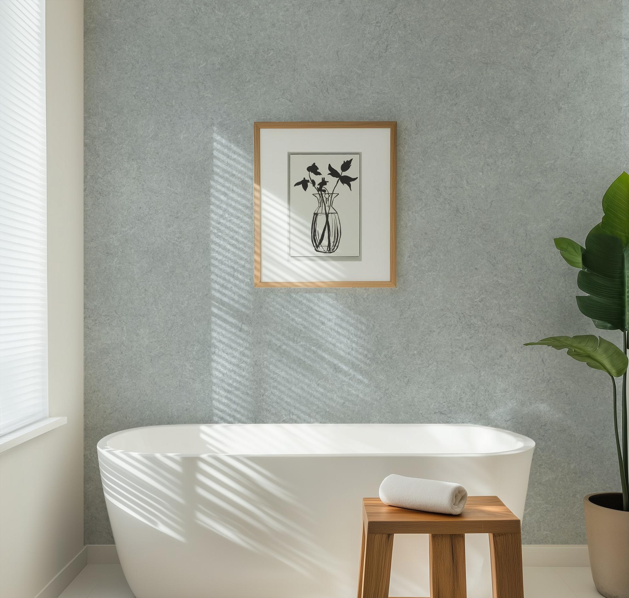 Dusty Blue Stonewash Pattern Wallpaper, Traditional or Peel and Stick Removable, Home Decor, Versatile, Accent Wall, Neutral Limewash Stone - Image 2