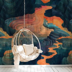 Abstract Grand Canyon Inspired Peel and Stick Wallpaper, Moody Earth Tone Mural for Modern Interiors, Large Scale Removable Wall Art