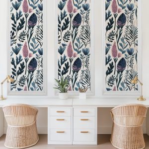 Dark Blue Purple Wildflower Garden Wallpaper, Peel and Stick Removable, Unpasted Traditional Option, Botanical Floral