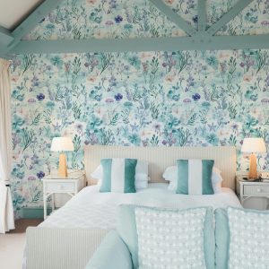 Sea Life Floral Wallpaper, Beach Coastal Nautical Tropical, Peel and Stick Removable, Prepasted Traditional Nursery Mural Custom Sizes Ocean