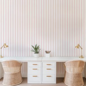 Baby Pink Stripe Wallpaper, Vintage Shabby Chic Peel and Stick Removable, Unpasted Prepasted Traditional Option, Romantic Baby Girl Room