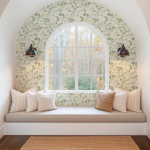 Green Leaf Pressed Wallpaper, Fern Greenery Plant Garden, Peel Stick Prepasted Traditional, Custom Dimensions Sage Botanical