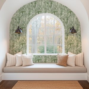 Tropical Leaf Wallpaper, Botanical Greenery Plant Garden, Peel Stick Prepasted Traditional, Custom Dimensions Sage Green Leaves Tropic