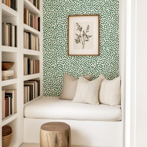 Green Polka Dot Wallpaper Peel and Stick, Modern Dalmatian Wall Mural for Nursery or Playroom, Gender Neutral Removable Decor