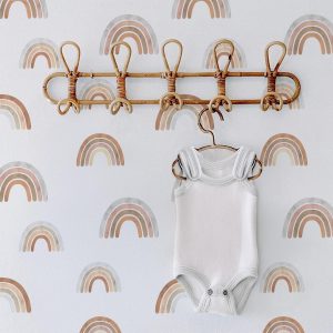 Neutral Rainbow Wallpaper, Peel and Stick Removable, Baby Nursery Wall Art, Boho Rainbow, Earthy Neutral Tones Playroom