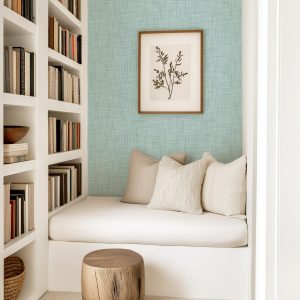 Aqua Linen Pattern Wallpaper, Traditional or Peel and Stick Removable, Home Decor, Versatile, Accent Wall, Neutral