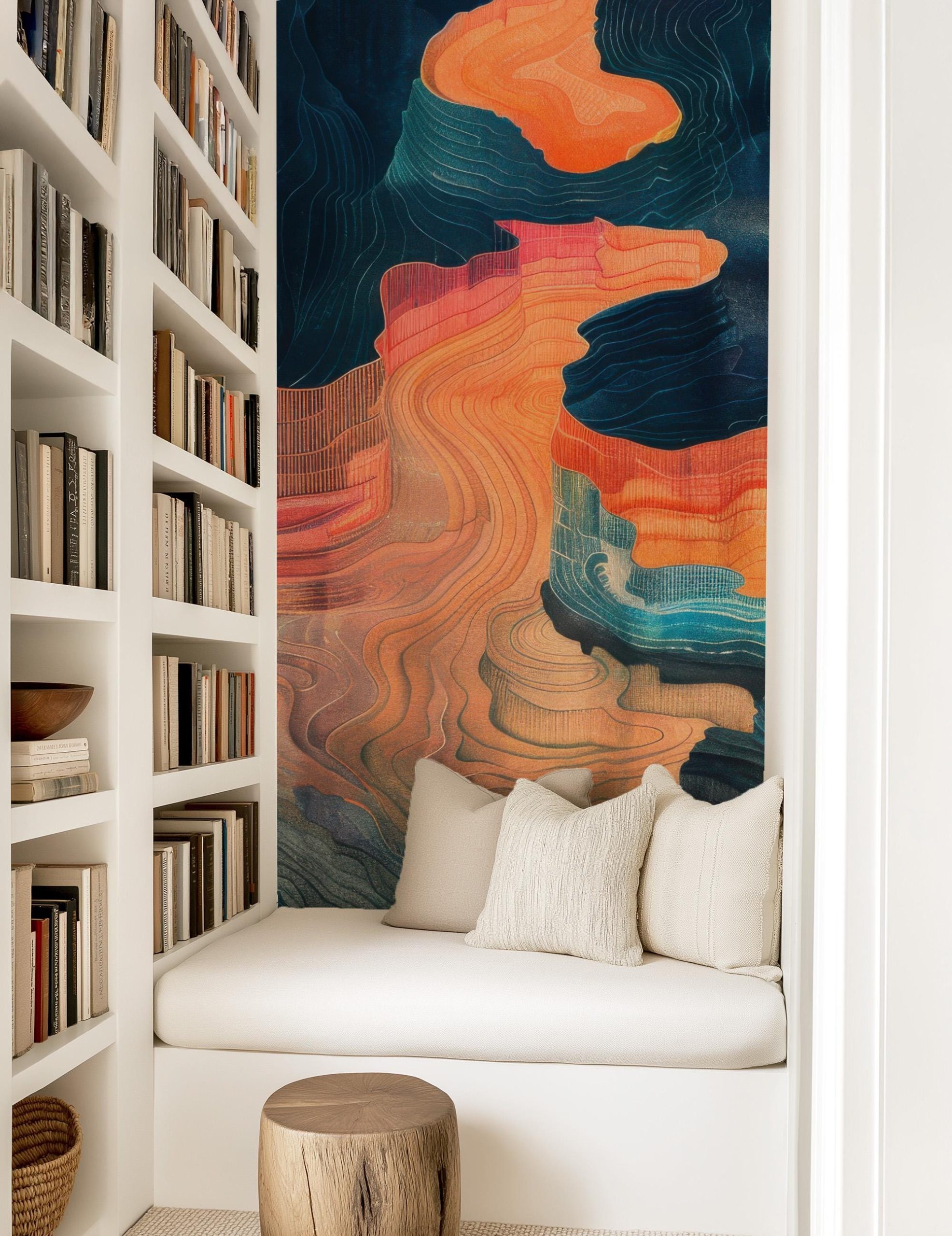 Abstract Grand Canyon Inspired Peel and Stick Wallpaper, Moody Earth Tone Mural for Modern Interiors, Large Scale Removable Wall Art - Image 5