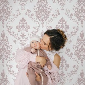 Mauve Pink Victorian Damask Wallpaper, Peel and Stick Removable, Dusty Rose Pink Baroque, Elegant French Ornate Vintage