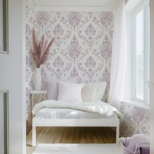 Purple Victorian Damask Wallpaper, Peel and Stick Removable, Lavender Purple Baroque, Elegant French Ornate Vintage