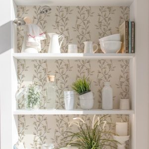 Flower Vine Wallpaper, Neutral Vintage Toile, Pressed Floral Garden, Wildflower Coquette Grandmillennial Chic Delicate Neutral Baroque Vines