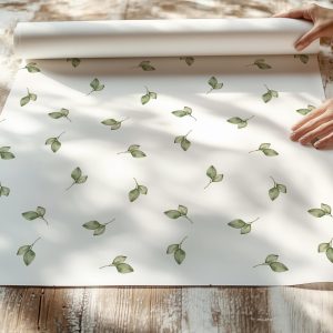 Sage Green Leaf Romantic Peel and Stick, Grandmillennial Chic, Small Print Minimal Baby Girl Nursery, Leaves Plant Lover Greenery