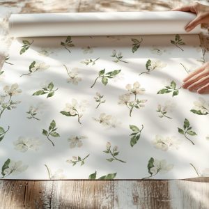 Neutral Beige Flower Wallpaper, White Florals Vintage Shabby Chic Peel and Stick, Prepasted Traditional Option, Romantic Farmhouse