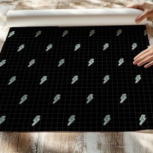 Small Retro Lightning Bolt Wallpaper, Ditzy Small Bolt Wallpaper, Peel Stick Removable Retro Rad Cool Kid Boys Room Thunder 70s Retro Grunge