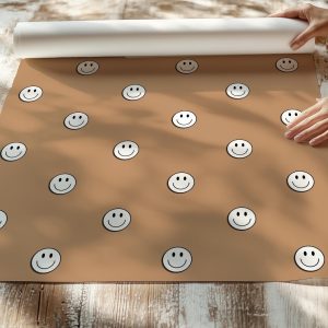 Smile Face Neutral Wallpaper, Tan 70s Retro Grunge, Peel Stick Removable, Retro Rad Cool Kid Boys Room
