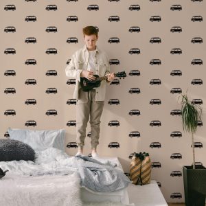 Retro Van Wallpaper, Neutral 70s Retro Grunge, Peel Stick Removable, Retro Rad Cool Kid Boys Room, Trucker Bro Cool Kid