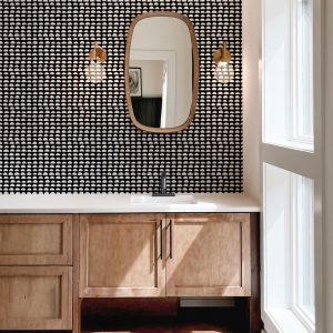 Abstract Black and White Geometric Wallpaper, Boho Style, Peel and Stick Removable, Prepasted Traditional, Bathroom, Laundry, Kitchen, Entry