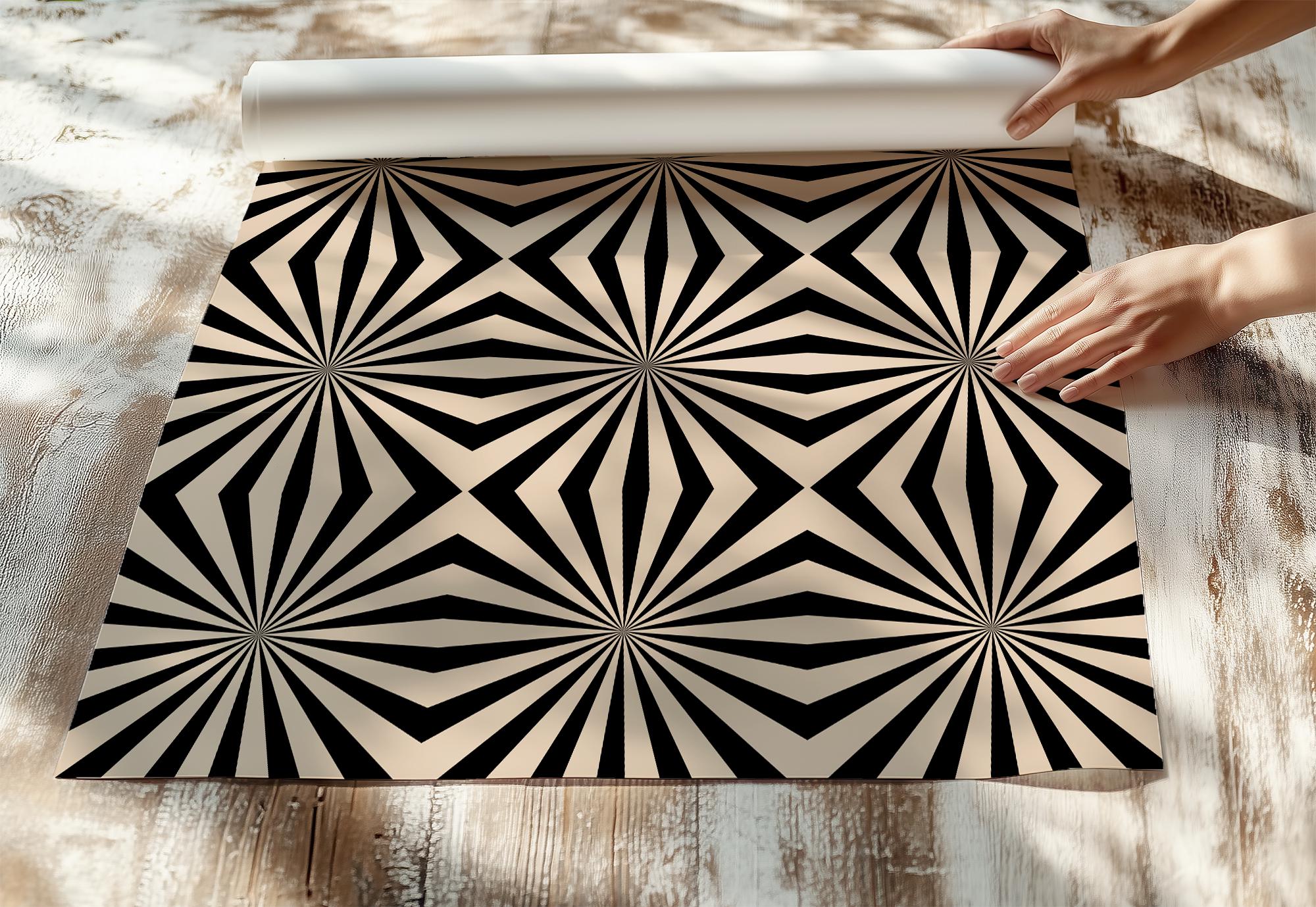 Abstract Geometric Pattern Wallpaper, Tan Black 70s Retro Grunge, Peel Stick Removable, Retro Rad Cool Kid Boys Room - Image 2