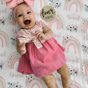 Rainbow Flowers Personalized Name Blanket, Sherpa or Minky, Pastel Dusty Peach Pink, Baby Girl Shower Gift, Birthday, Tween Teen, Amanda