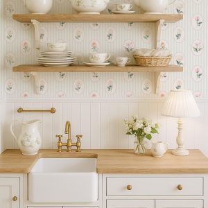 Mint Green Floral Wallpaper Peel and Stick, Victorian Cameo Wall Mural for Nursery, Vanity or Bedroom, Soft Vintage Removable Decor