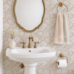 Vintage Lace Floral Peel and Stick Wallpaper in Beige White Textured Peony Pattern for Bathroom Nursery Kitchen, Cottagecore Victorian Decor