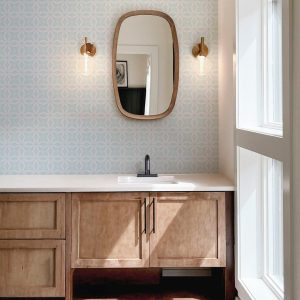 Aqua Blue Geometric Pattern Wallpaper, Art Deco Peel Stick Removable, Baby Nursery Decor Bedroom, Trendy Boho, Retro Vintage Abstract