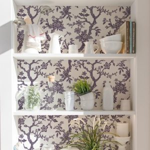 Purple Floral Branches Wallpaper, Peel and Stick or Traditional