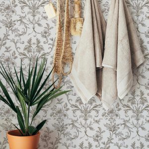 Timeless Neutral Beige Toile Botanical Floral Wallpaper, Peel and Stick or Traditional