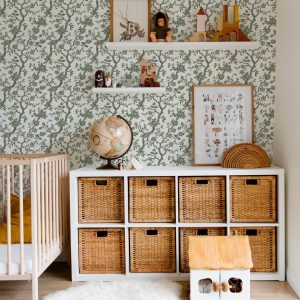 Sage Green Floral Branches Wallpaper, Peel and Stick or Traditional