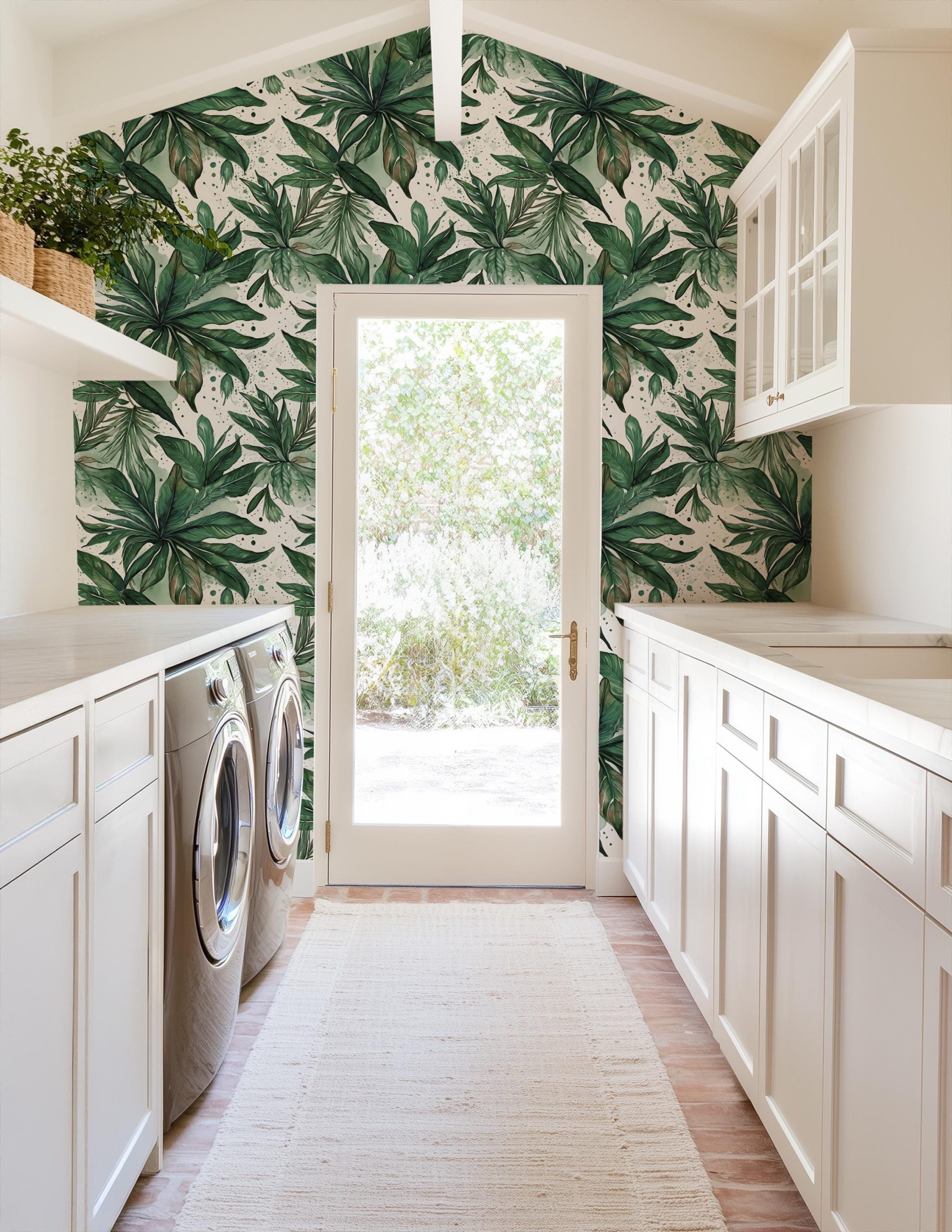 Tropical Green Palm Leaf Abstract Wallpaper, Home Decor, Coastal Beachy, Accent Wall, Peel and Stick Removable, Traditional - Image 15