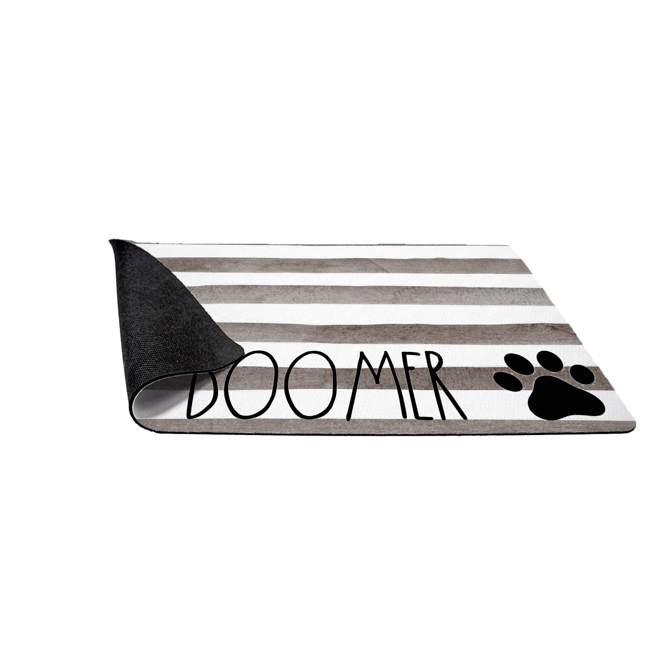 Paw Prints and Brown Stripe Personalized Pet Mat / Pet Name / Dog Bowl Mat / Cat Bowl Mat / Puppy Supplies / Farmhouse Style Simple Neutral - Image 3