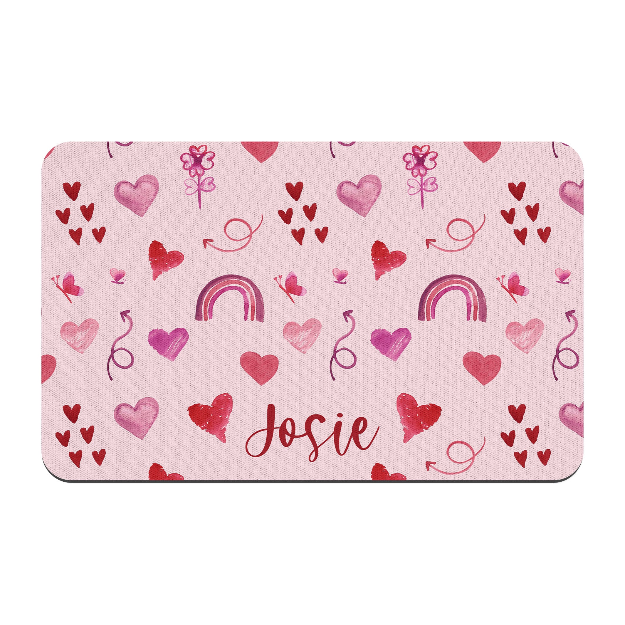 Personalized Valentine's Pet Placemat / Scribble Doodle Hearts Rainbow / Custom Dog Bowl Mat / New Puppy Supplies / Water Bowl Mat - Image 2