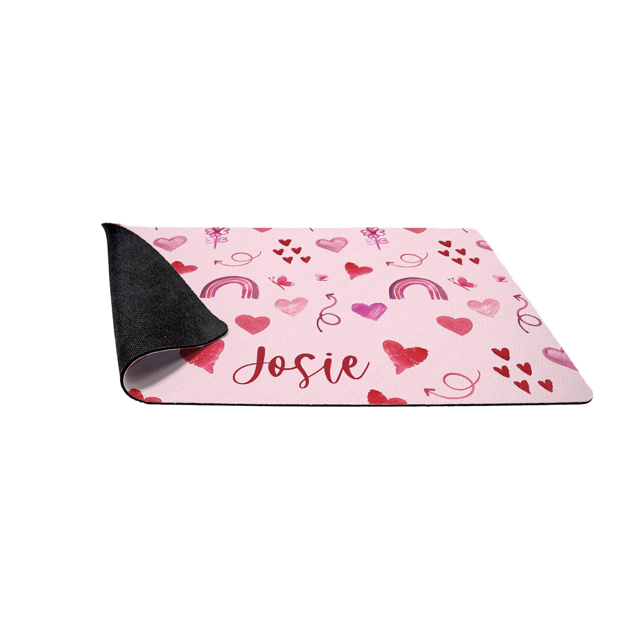 Personalized Valentine's Pet Placemat / Scribble Doodle Hearts Rainbow / Custom Dog Bowl Mat / New Puppy Supplies / Water Bowl Mat - Image 3