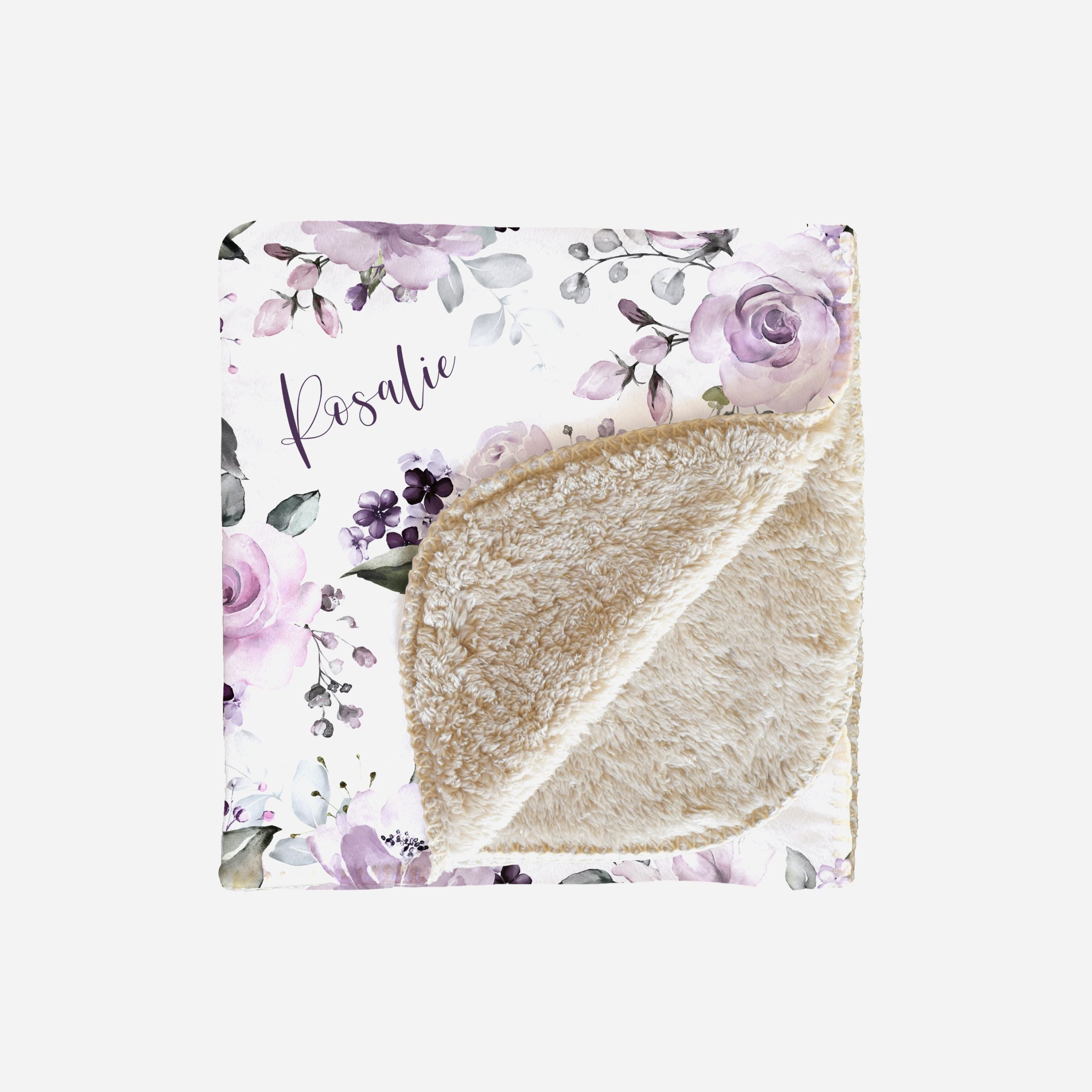 Baby Girl Blanket, Personalized Violet Lavender Lilac Roses, Sherpa or Minky, New Baby Girl Gift, Purple Baby Shower Present, Gift New Mom - Image 2