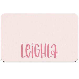 Pink Customizable Pet Placemat, Feeding Station Accessories for Food and Water with Name, New Puppy Dog Cat Supplies Many Colors