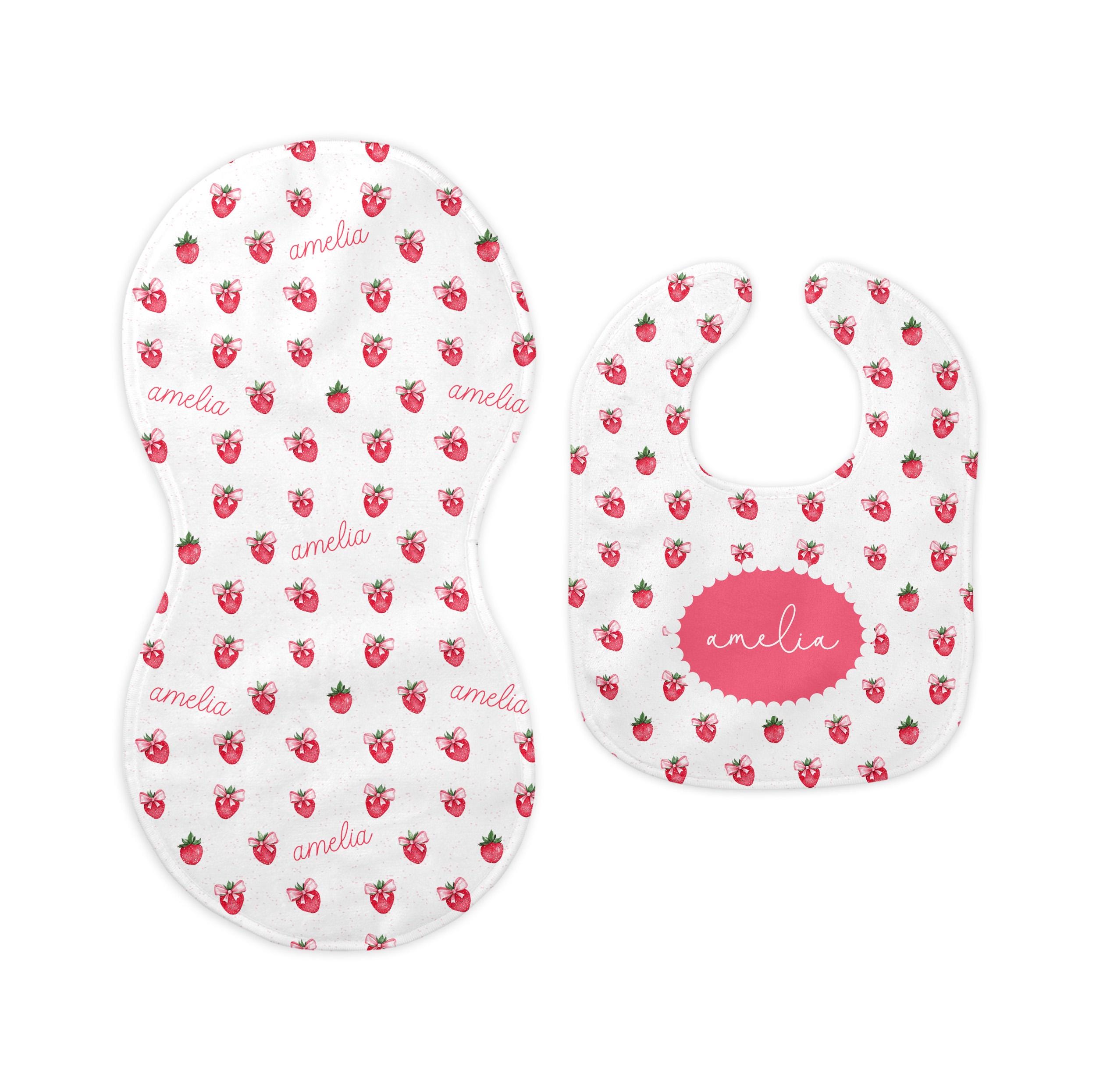 Ditsy Strawberry Baby Girl Name Blanket, Personalized Girly Name Swaddle, Minky Sherpa Custom Blanket, Gift for New Baby, Strawberries Bows - Image 8