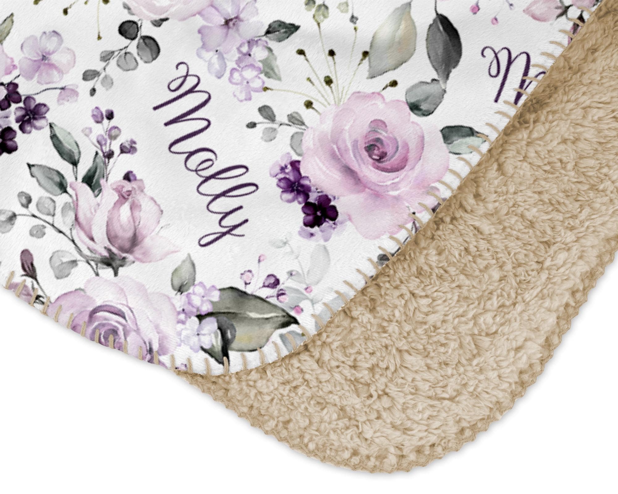 Baby Girl Blanket, Personalized Violet Lavender Lilac Roses, Sherpa or Minky, New Baby Girl Gift, Purple Baby Shower Present, Gift New Mom - Image 7
