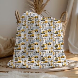 Construction Site Vehicles Blanket, Personalized Name Collage, Excavator Cement Mixer Dump Truck Crane, Gift for Boy, Minky or Sherpa