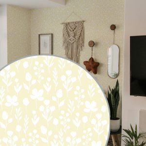 Soft Yellow and White Floral Wallpaper, Delicate Flower Pattern, Pressed Floral Garden, Wildflower Coquette Grandmillennial Shabby Chic