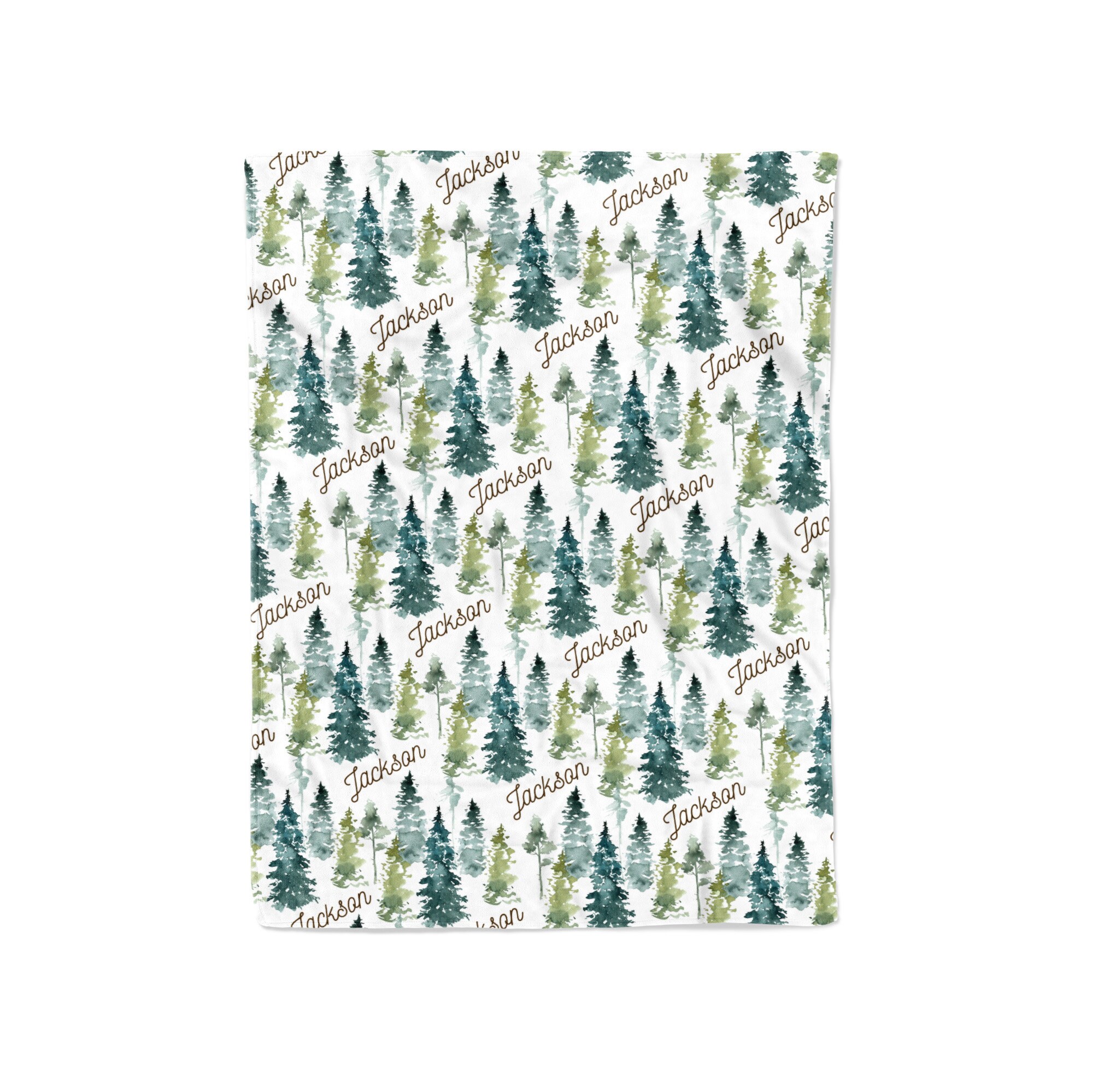 Fir Tree Personalized Blanket, Name Woodland Forest Nursery Set, Crib Sheet Changing Pad Cover, New Mom Baby Shower Gift - Image 3